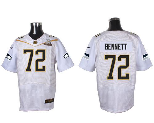 Nike Seahawks #72 Michael Bennett White 2016 Pro Bowl Men's Stitched NFL Elite Jersey - Click Image to Close